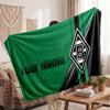 Borussia Mönchengladbach Personalized Fleece Blanket With Football Logo, Custom Name Text Soft Warm Home Throw Blanket