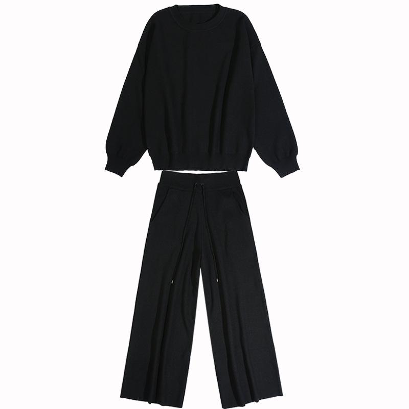 Женская повседневная мода весна 2025 года из двух частей: Свитер с длинными рукавами и шаровары