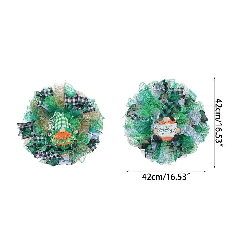 Saint Patricks Day Decorations Artificial Wreath Green Welcome Leprechaun Wreath for Front Door