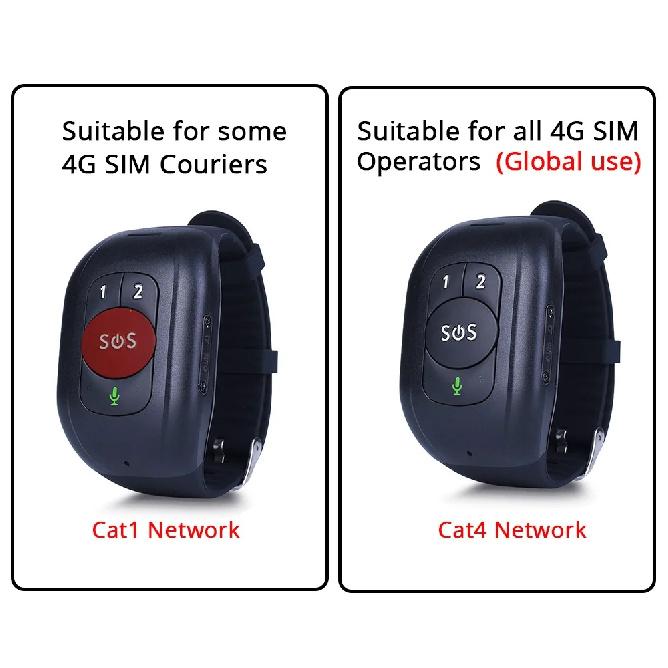 Vjoycar New Smart GPS Bracelet Elderly Falling Detection SOS 4G Watch Emergency Alram Two Way Calling GPS Tracker HR & BP Temp.