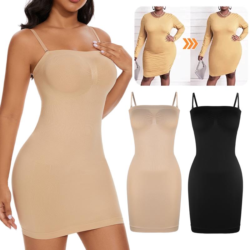 Women Seamless Full Slips Shapewear Strapless Bodysuit Under Dress Body Shaper Dresses Sexy Butt Lifter Tummy Control Shaping Corset