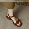 Summer Flat Sandals Women Ankle-Wrap Open Toe Square Low Heel Shoes Slingback Anti-slip Soft Sole Sandals Sandalias De Mujer