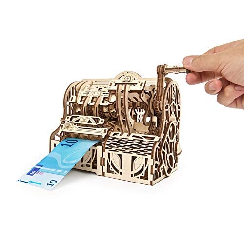 UGEARS 3D Puzzles Wooden Box - DIY Cash Register with Money Box - Exclusive Wooden Model Kits for Adults To Build