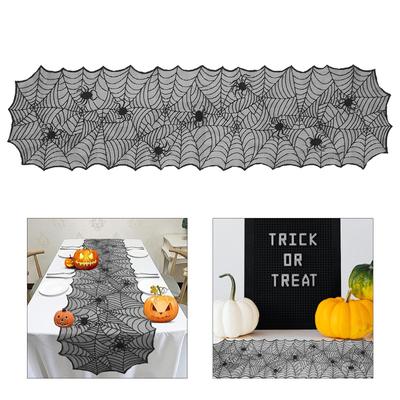 Кружевная скатерть на Хэллоуин, черная паутина, дорожка для стола, прямоугольная дорожка для стола, домашний декор для празднования Хэллоуина