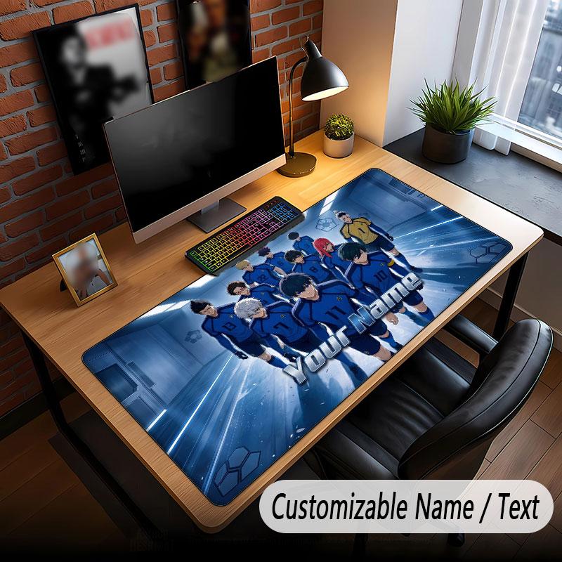 Custom Name Extended Mouse Pad,Blue Lock Gaming Desk Mat For Home Office Desktop Decor