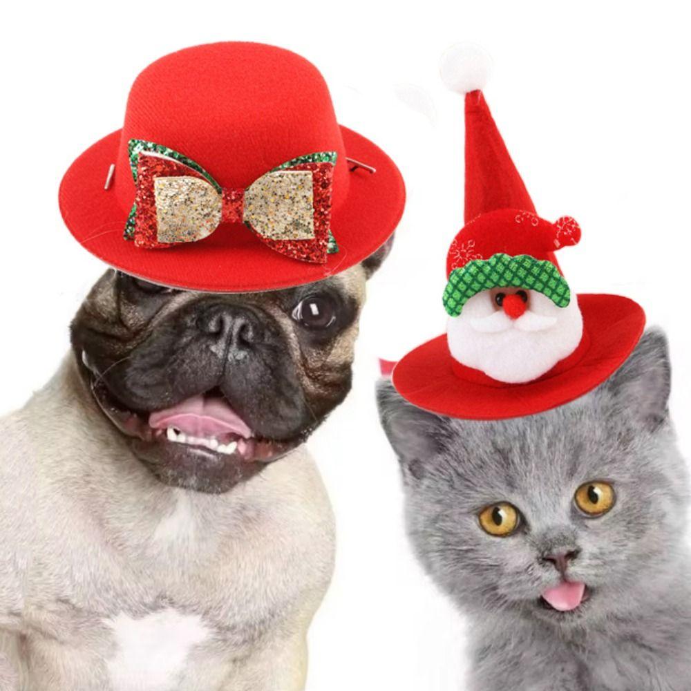With Bell Pet Christmas Bow Hat Soft Cat Christmas Collar Christmas Cat Bow Tie for Puppy Cats