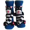 1 Pair Winter Socks 3D Cartoon Animal Socks Knitted Anti-slip Mid-tube Thickened Elastic Keep Warm Floor Socks with Silicone Dot Soles