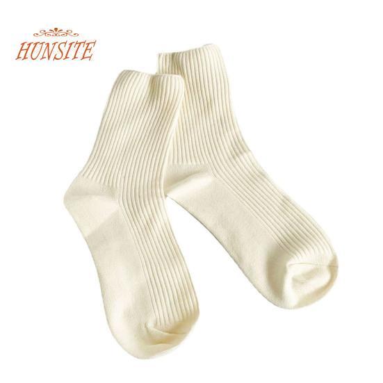 1 Pair Mid-tube Elastic Women Socks Casual Solid Color Ribbed Sports Socks