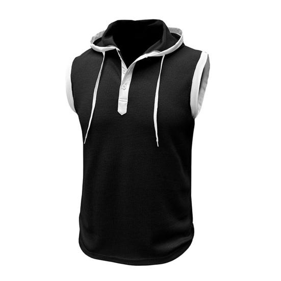 Мужская толстовка с капюшоном и регулируемыми пуговицами на шнурке, с капюшоном, без рукавов, в стиле пэчворк, цветной спортивный жилет, уличная одежда