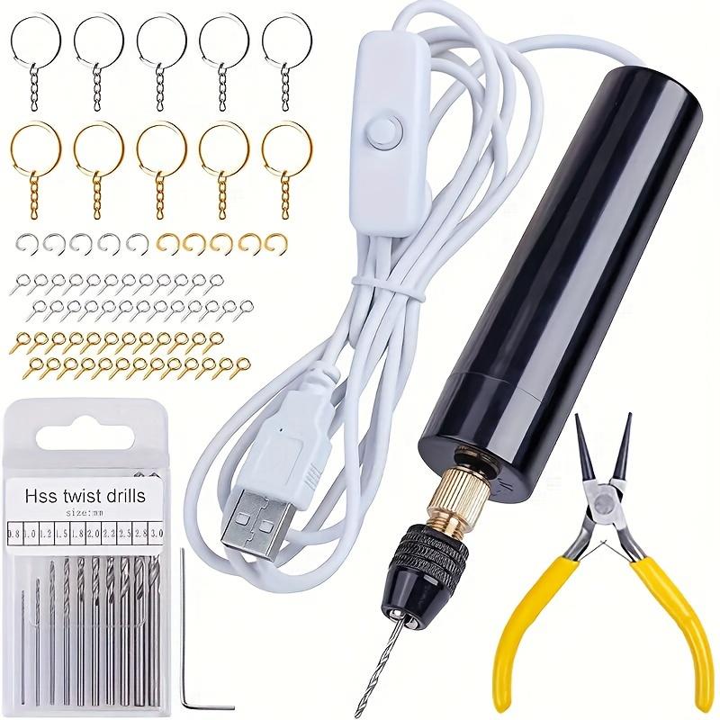 Portable Mini Electric USB Drill Set With 74 Pieces Accessories, Universal DIY Power Tool Kit For Crafting And Resin Jewelry Making