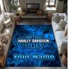 Harley-Davidson Crystal Velvet Rug, Custom Name Text Personalized Non‑Slip Floor Mat for Home Decor Gift