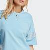Adidas Originals Three Stripes Color Block Loose Short Sleeve T-Shirt Women Blue IB7311