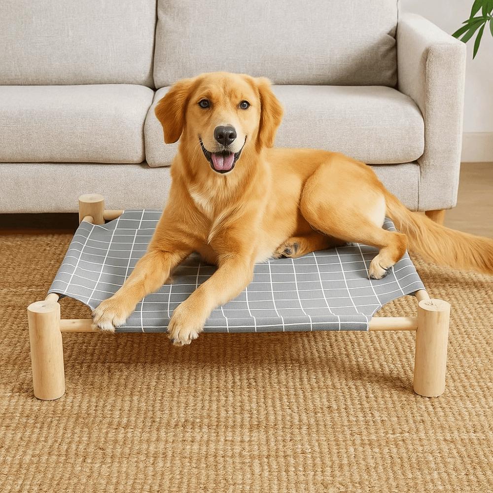 Portable Swing Bed Wooden Frame Cooling Bed Kitten Cottages Pet Hammock  For Dogs