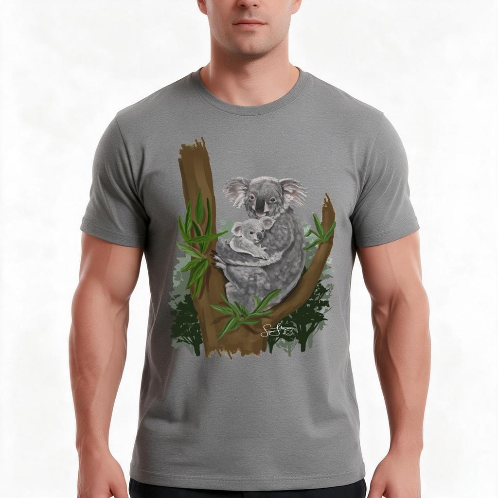 Koala Love Mother And Baby Tshirt Summer Casual Cotton Tee Oversized Streetwear Tops Vintage Graphic Print Unisex Unisex Unisex