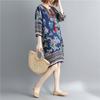 Fashion Dress Print Round Neck Dress Loose Large Size Korean Version of Seven-point Sleeve Straight Dress Summer Beach Skirt