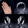 New Arrival Jewelry Stylish Double Spiral Ring With Zirconia Inlay White Gold Plated