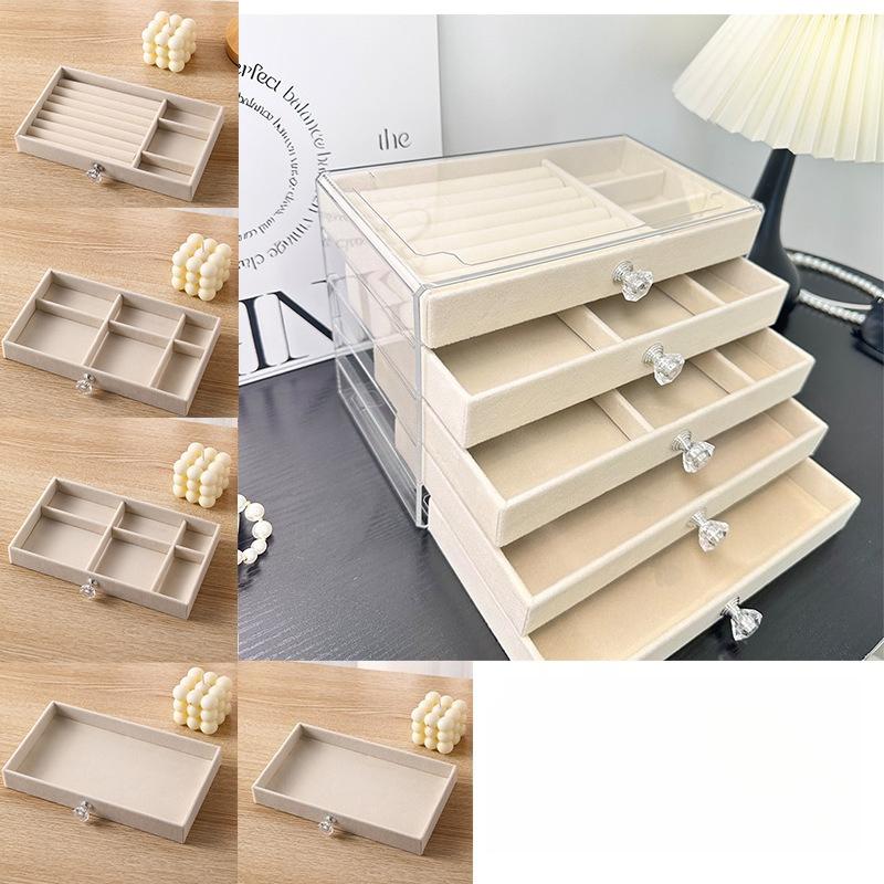 Бархатная шкатулка для украшений с антиокислительным покрытием, прозрачное акриловое хранилище для сережек, ожерелий и колец