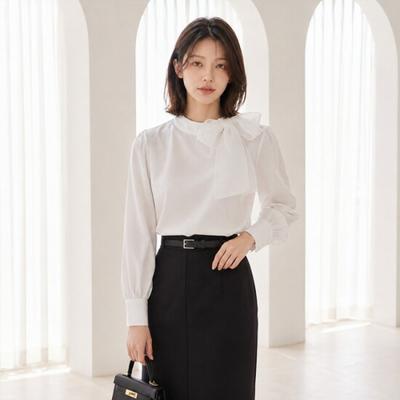 Customable Long Sleeve Blouse With Ribbon Detail T2601bl011a