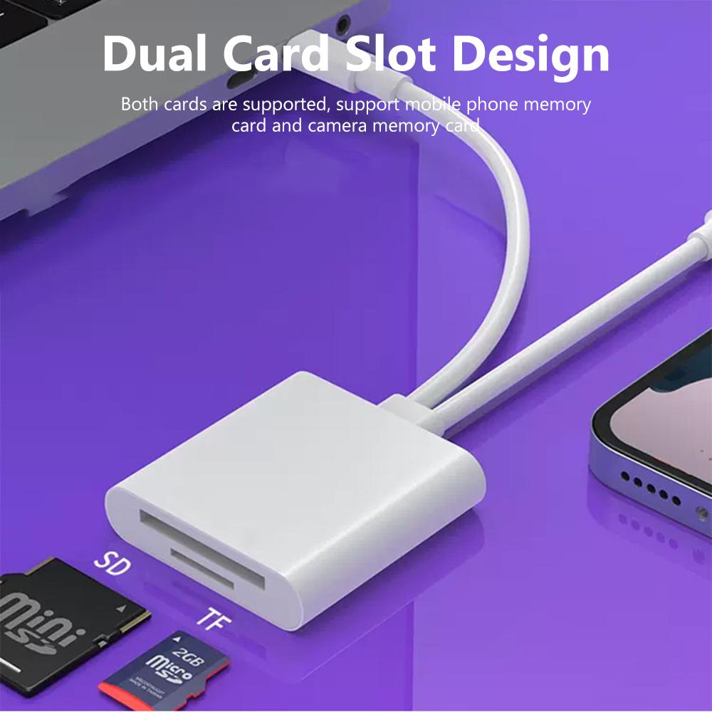 2 в 1 многопортовый преобразователь карт памяти Type-c/Lightning в TF SD Card Reader для iPhone Huawei Samsung Xiaomi USB C OTG