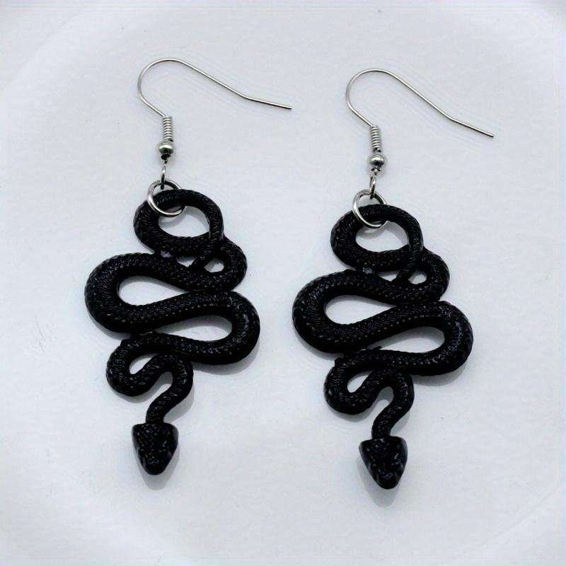 Black Snake Design Dangle Earrings Alloy Jewelry Goth Punk Style Personality Female Gift Club Party Accessories