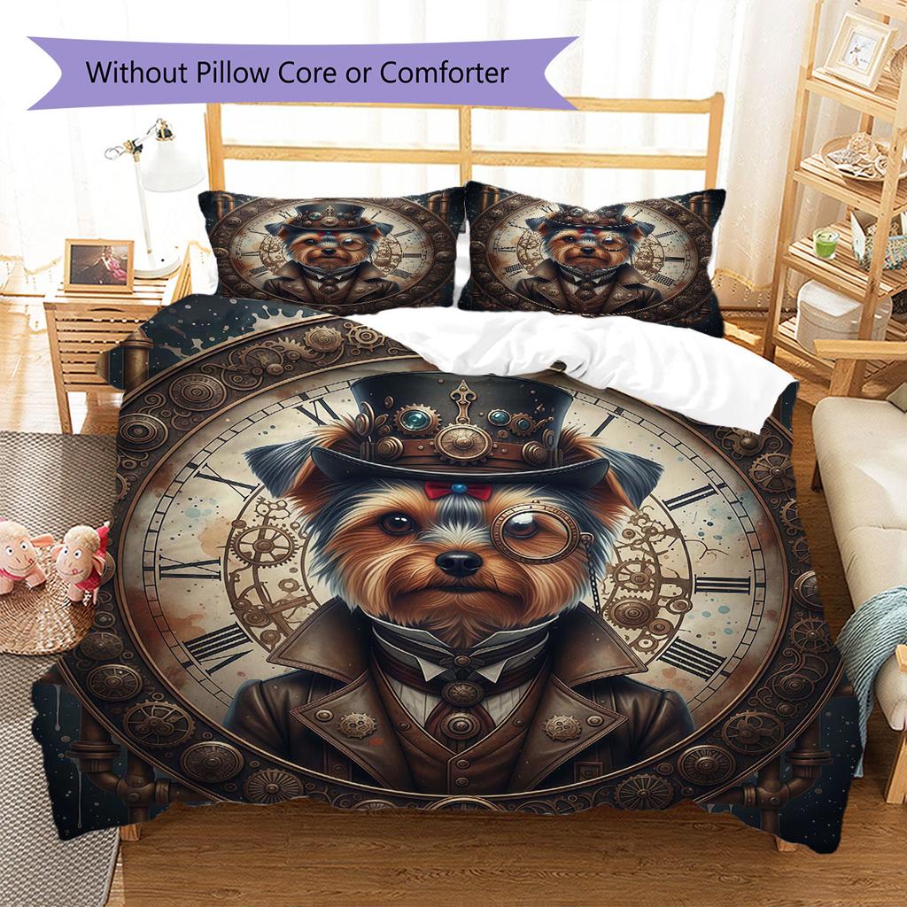 VaporwavePuppy Pattern Bedding Quilt Set Quilt Cover Pillowcase Home Decoration Birthday Gift (1 * duvet cover + 2 * pillowcase, without core)
