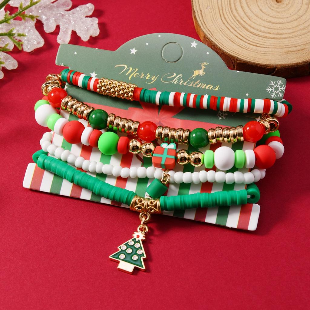 Style Soft Pottery Creative Fashion Personalized Christmas Bracelet, Niche Versatile Christmas Tree Snowflake Bracelet For Women