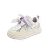 Girls Waterproof Leather Platform Sneakers | Bow Detail Comfortable Walking Flats, Non-Slip Casual Board Shoes for Kids