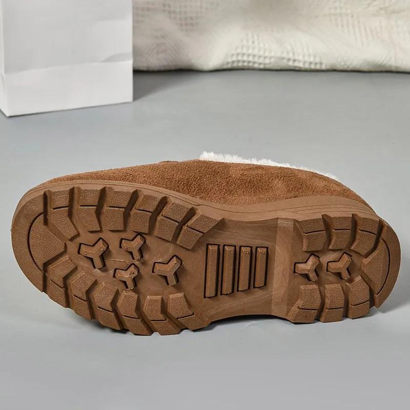 Модные туфли на плоской подошве с цепочным декором из толстого плюша для женщин 2024 года, зимняя удобная теплая повседневная обувь для женщин, однотонные лоферы с мягкой подошвой