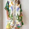 2026 cross-border foreign trade European and American women's clothing, new spring models, temperament casual printed shirt lace-up shorts set
