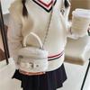 Childrens Bucket Bag With Chain Pattern Pu Material For Kindergarten Girls Daily Use
