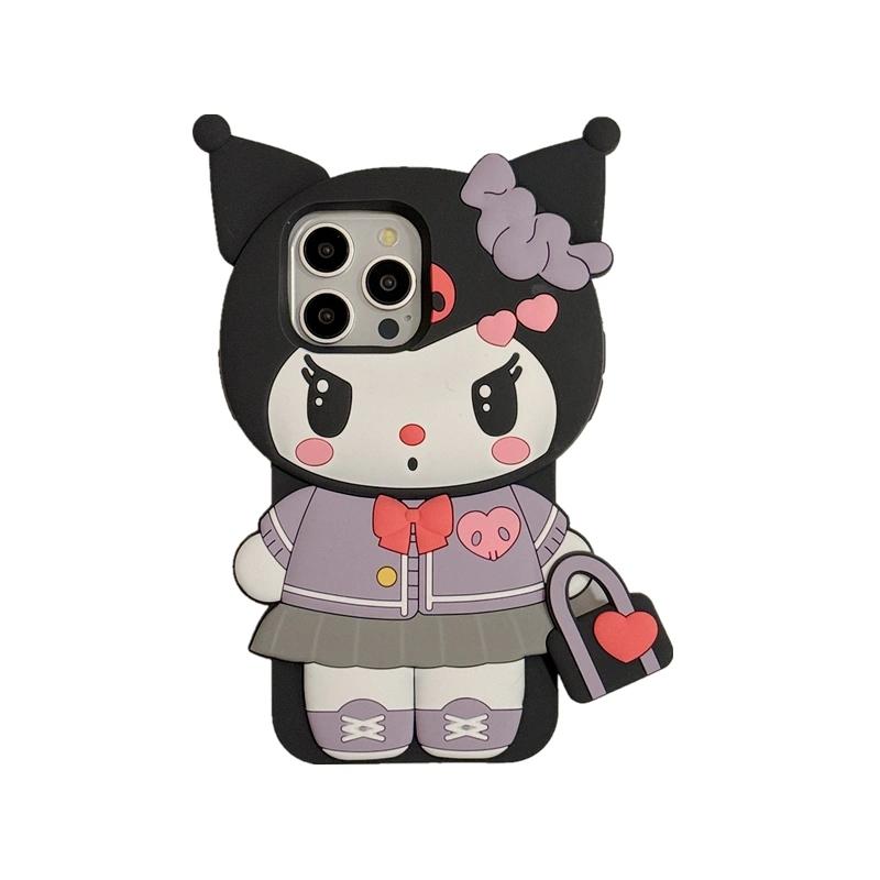 Сумка KT Kuromi Для iPhone 17 16 15 14 13 12 11 Pro Max Силиконовый Мягкий Чехол