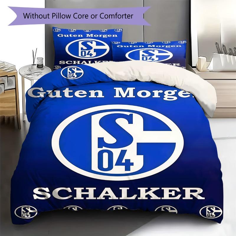 FC Schalke 04 Guten Morgen Schalker 3Pcs Bedding Set, Duvet Cover with 2 Pillowcases, Football Fan Bed Linens, No Comforter No Pillow Core