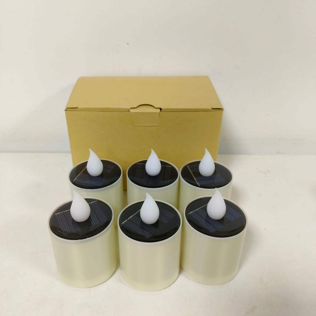 Набор из 6 солнечных светодиодных свечей для улицы, водонепроницаемые, без пламени, перезаряжаемые, для вечеринки, сада, домашнего декора