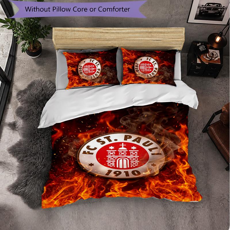 Fulham Football 3 Piece Bedding Set Soft Duvet Cover Set with Pillowcases Printed Bedroom Decor Set for Home