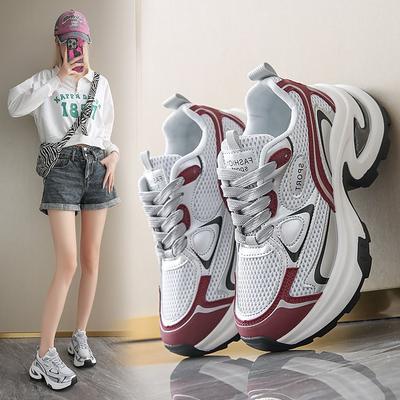 Толстая подошва, увеличивающая рост, женская обувь на лето и осень, сотня с серебристым цветом, повседневная спортивная женская обувь