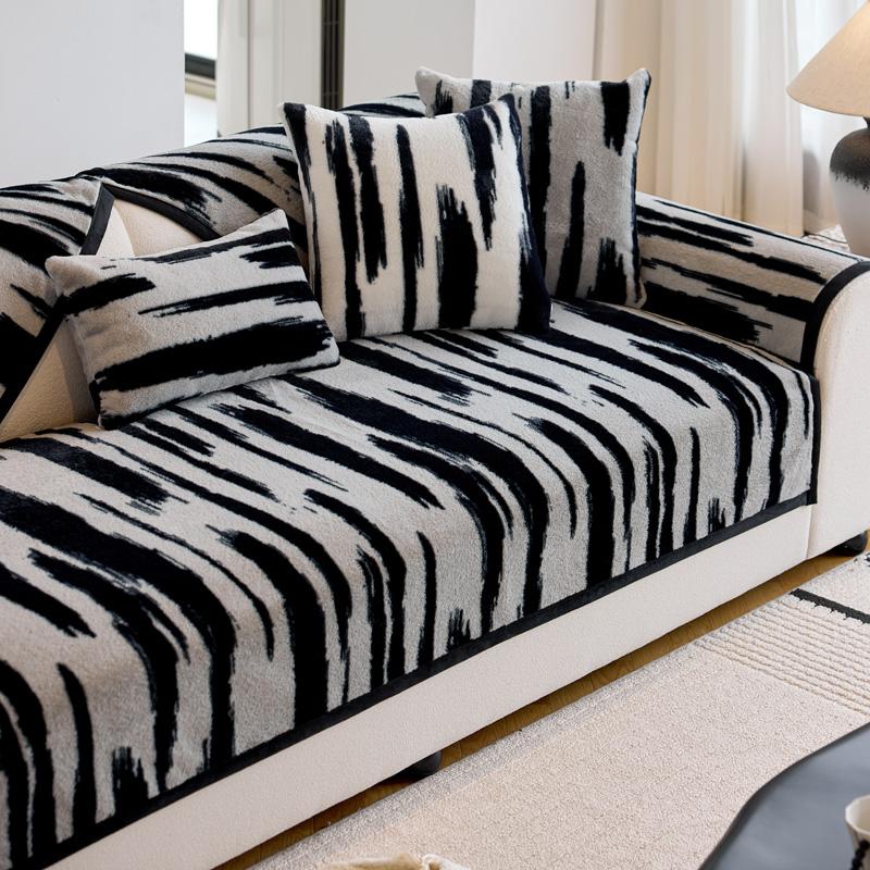 Утолщенные чехлы для диванов из плюша с кроликом, роскошные нескользящие мягкие чехлы для диванных подушек, высококачественные универсальные диванные полотенца для гостиной