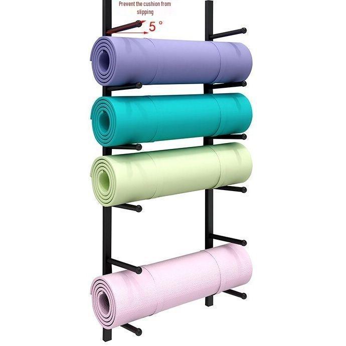 Настенная многоярусная стойка-органайзер для ковриков для йоги большой вместимости