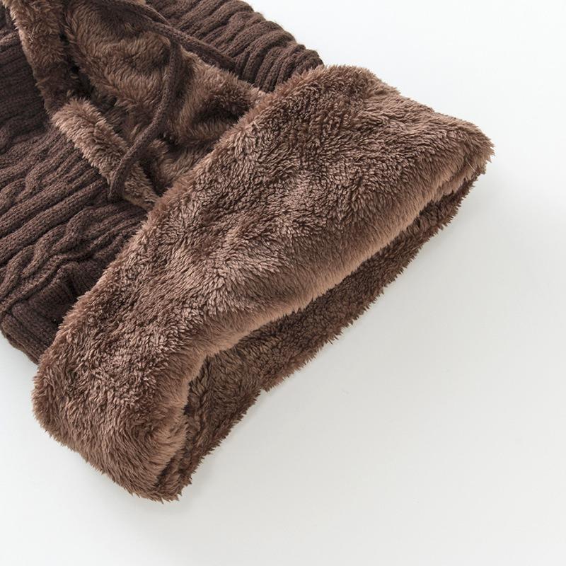 Autumn Winter Hat Men's Women's Knitting Hats & Caps Wool Cycling Cold Protective Ear Cap Fried Dough Twists One-piece Plush Thickened Pullover Hat