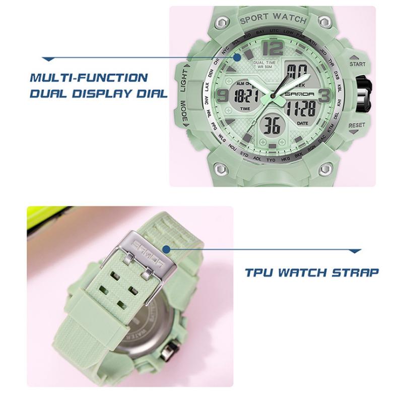 SANDA Новые простые модные спортивные электронные часы с ночным светом, студенческие мужские часы