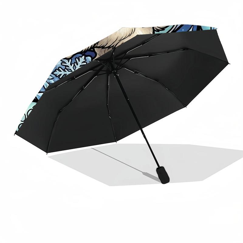 Winter Wildlife Window pattern umbrella, portable and foldable design, 8 ribs, a casual accessory for Halloween, Christmas, and birthday gifts.