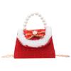 Adorable Red Pearl Handheld Princess Purse For Little Girls With Charming Cartoon Design