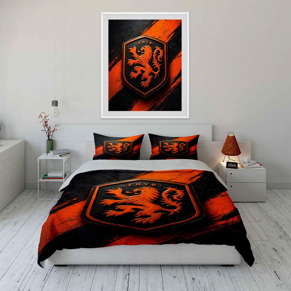 "Orange Lion Shield Bedding Set" Bedding Duvet Cover Set Duvet Cover Pillowcases (1 * Duvet Cover 2 * Pillowcases, without duvet insert)