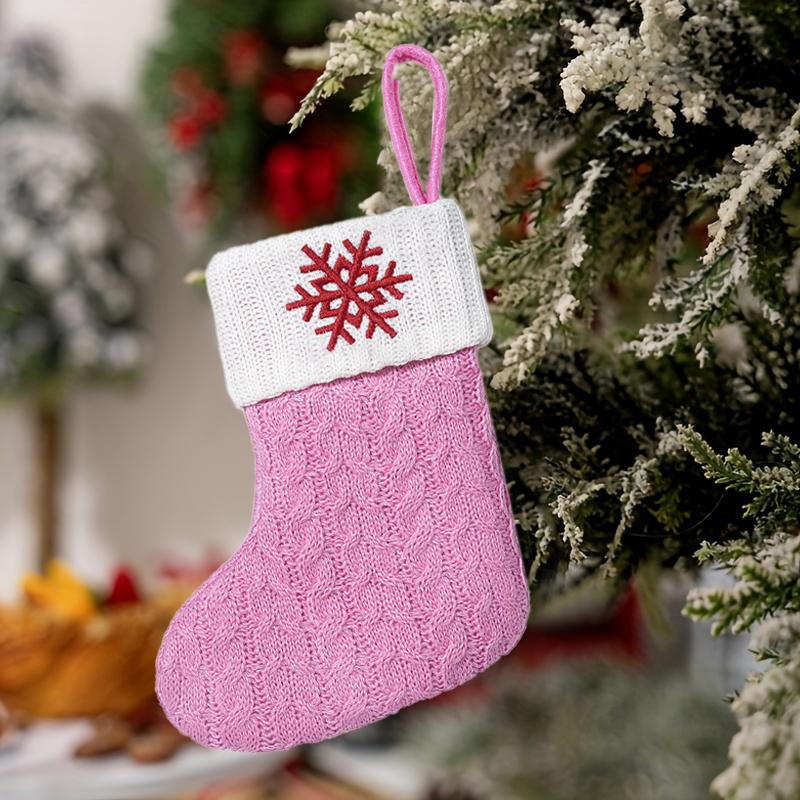 3d Pendant Gift Bag Letter Embroidered Gift Pendant Christmas Tree Decoration Pink Christmas Socks