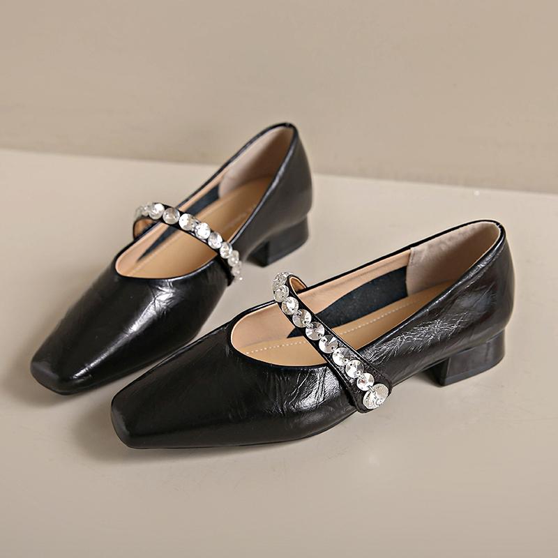 Модные роскошные туфли Мэри Джейн со стразами, женские серебристые туфли на низком каблуке для вечернего платья, женские элегантные французские туфли с квадратным носком