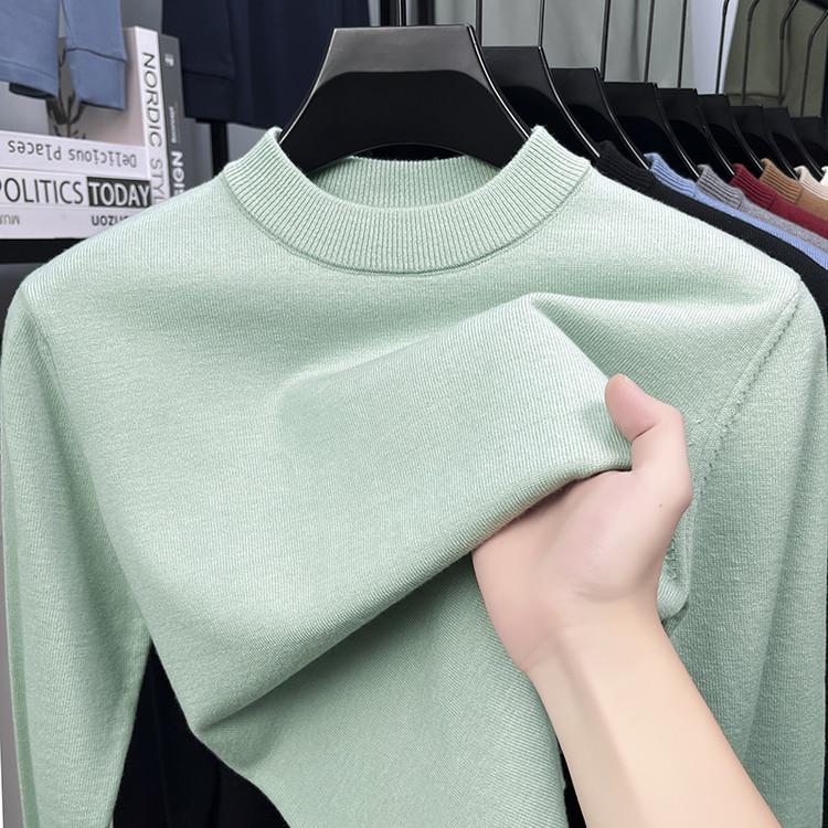 Весенне-осенняя футболка с длинным рукавом, вязаная базовая футболка, мужской свитер с длинным рукавом и круглым вырезом