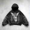 STREETRICH Харадзюку Y2K Винтажный Панк Однотонный С принтом Мужская Повседневная Толстовка Американский Готический Стиль Парная Повседневная Толстовка свитшот