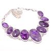 African Amethyst Gemstone Necklace 925 Sterling Silver Plated Silver Handmade Girls Gift Jewelry Beautiful Necklace 16-18" For Her