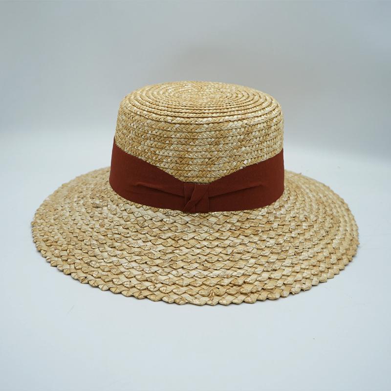Европейская и американская ромбовидная соломенная шляпа с широкими полями, плоским верхом, топ-шляпа, женская летняя шляпа для защиты от солнца, пляжная соломенная шляпа, дорожная