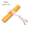 Spring Hinge Small Compact Eyeglass Reading Glasses Presbyopic Glasses with Pen Tube Case Portable
