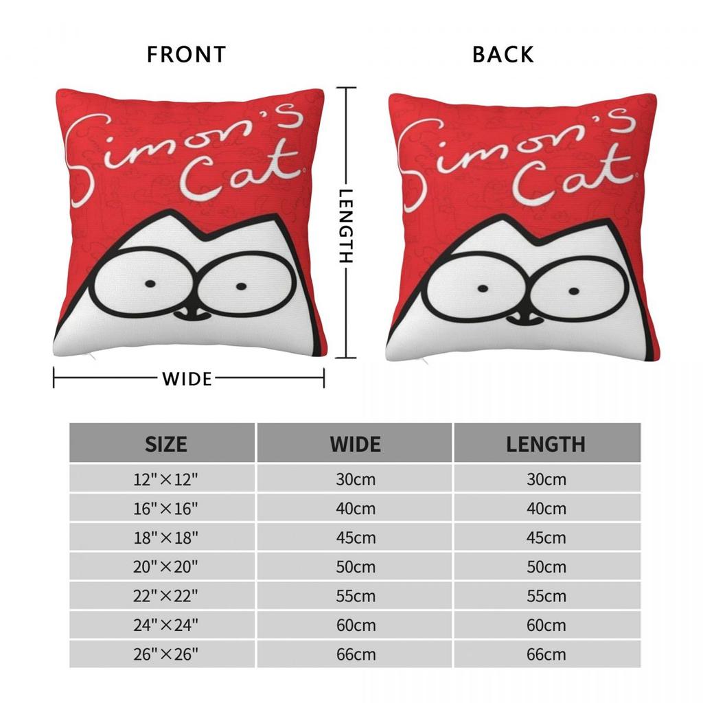 Trendy Living Room Simons Cartoon Cat Catsdecorations Pillowcase Merch Pillow Covers Square Multiple Sizes